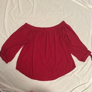 Red Blouse with Tie Sleeves